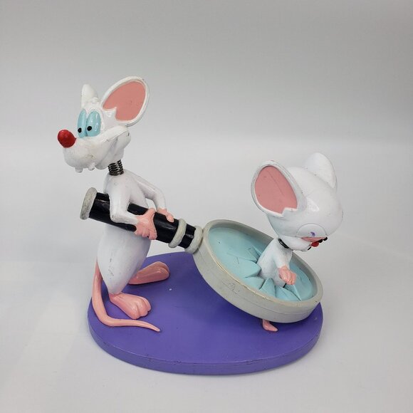 VTG Warner Bros 1998 Pinky & The Brain Double Nodder Resin Figurines Bobble Head - Picture 1 of 11